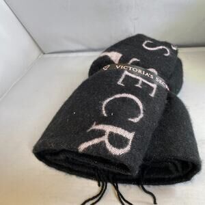 Victoria's Secret VS Throw Blanket Black One Size 100% Acrylic Tassel Fringe